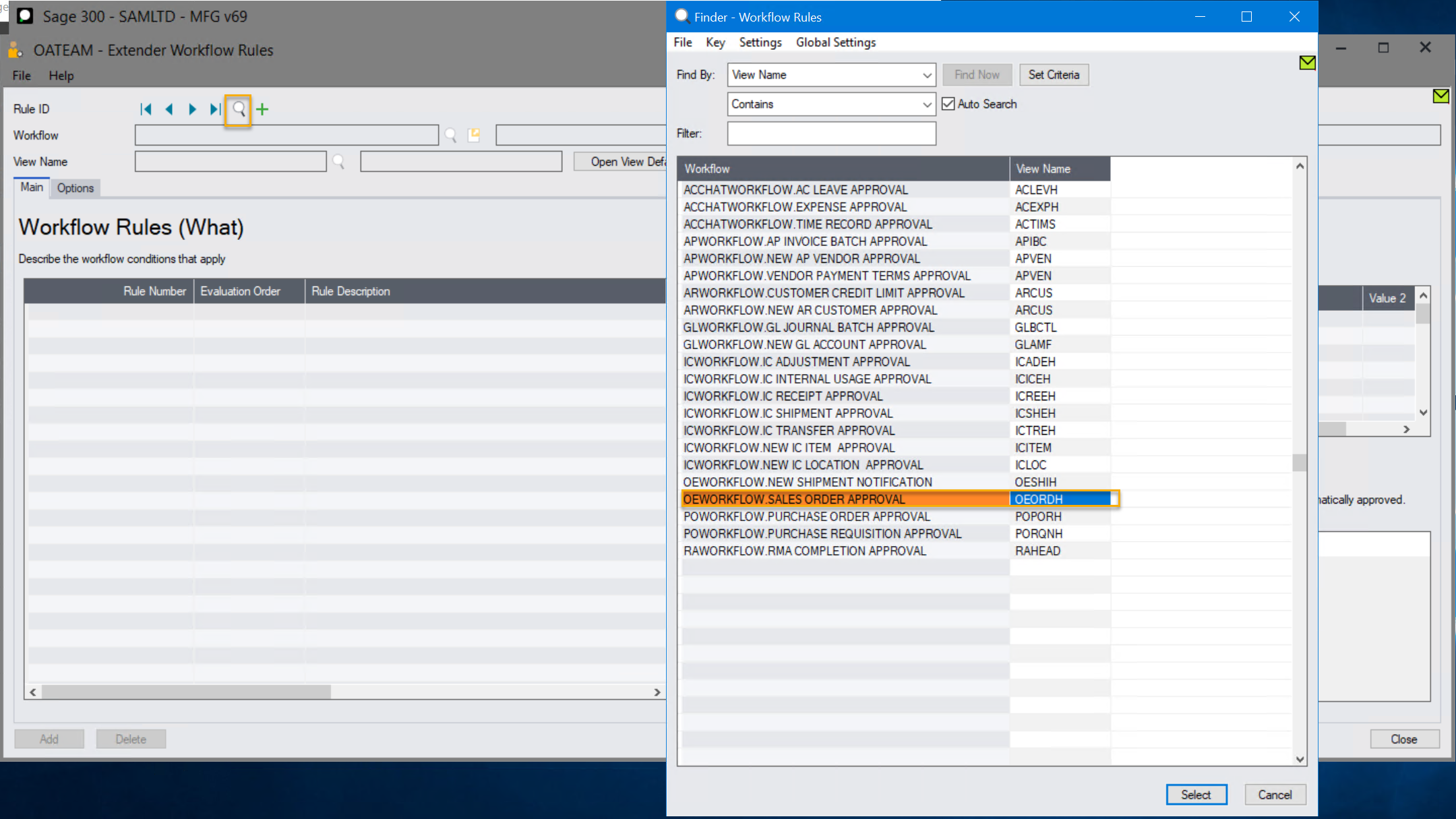 searching for sales order workflow template